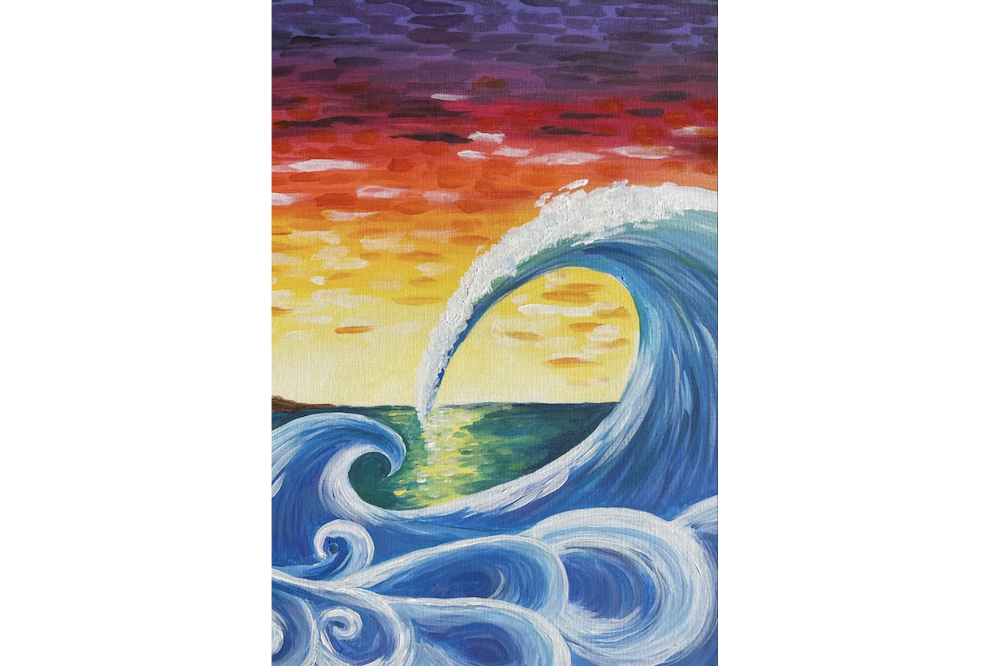 Sunset Wave Beginner Painting Classes San Diego CourseHorse